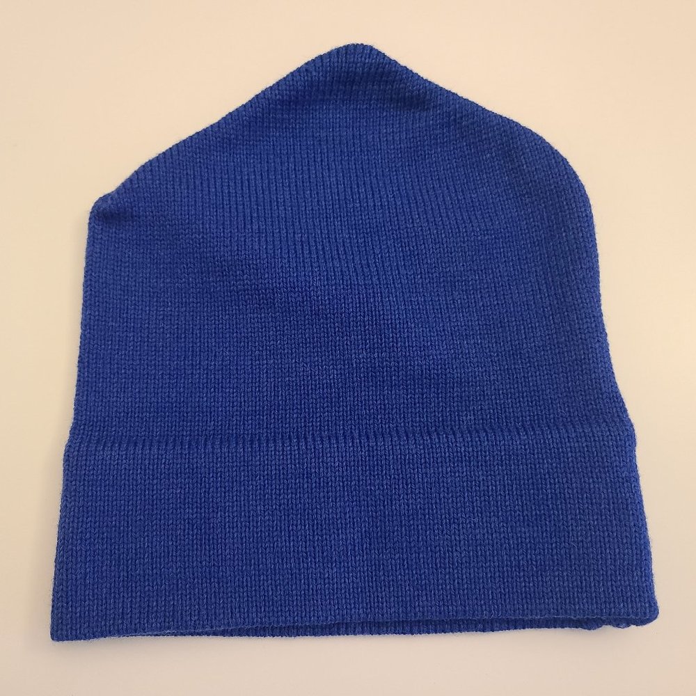 Stowe Woolens Blue Knit 100% Pure Wool Winter Beanie Hat